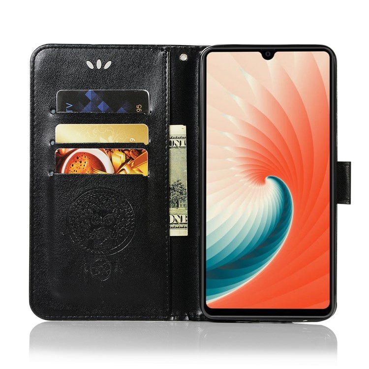 Cubierta De Cuero Del Soporte De La Cartera Del Colector Ideal Del Búho De La Impresión Para El Compañero 20 De Huawei - Negro-4