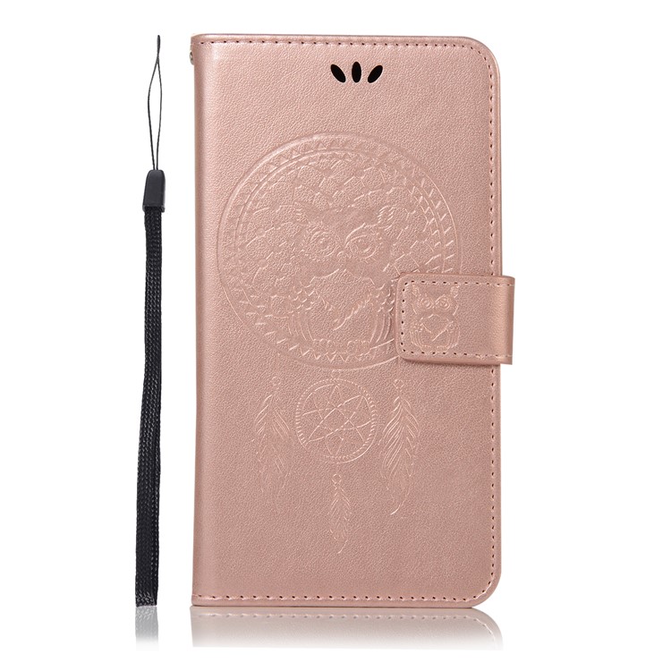Pie De Imprenta Búho Atrapasueños Billetera Soporte Cuero Shell Para Huawei Mate 20 - Oro Rosa-2