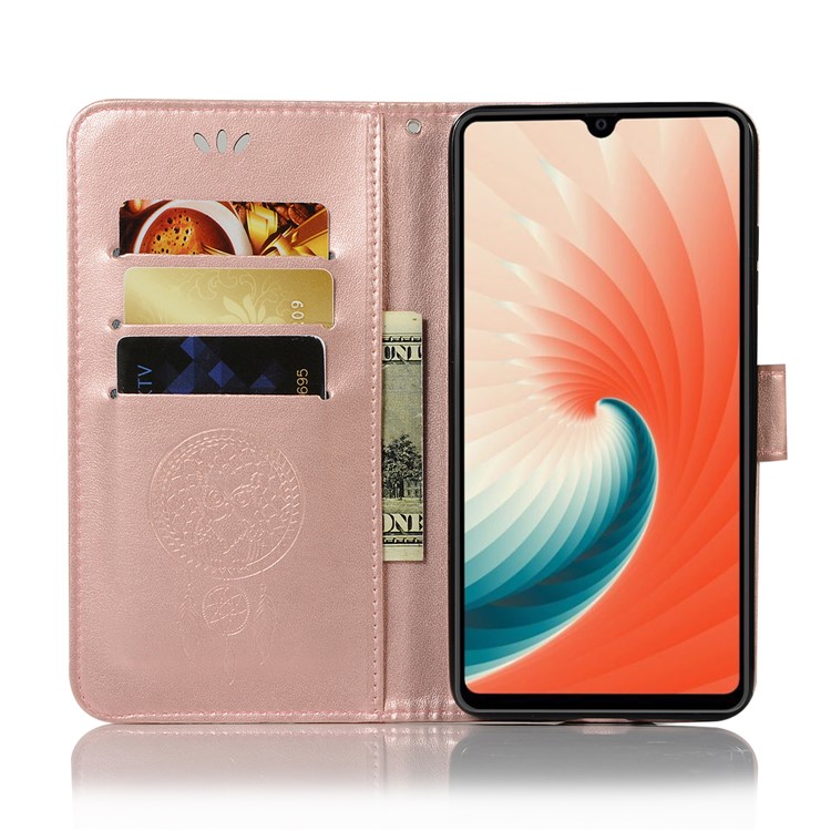 Pie De Imprenta Búho Atrapasueños Billetera Soporte Cuero Shell Para Huawei Mate 20 - Oro Rosa-4