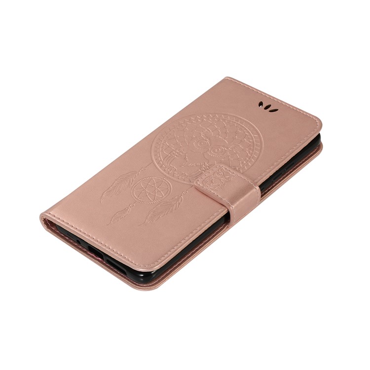 Pie De Imprenta Búho Atrapasueños Billetera Soporte Cuero Shell Para Huawei Mate 20 - Oro Rosa-7