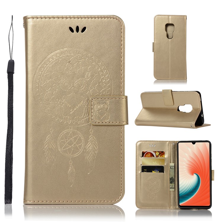 Estuche Búho Atrapasueños Billetera Soporte Funda De Cuero Para Huawei Mate 20 - Oro-1