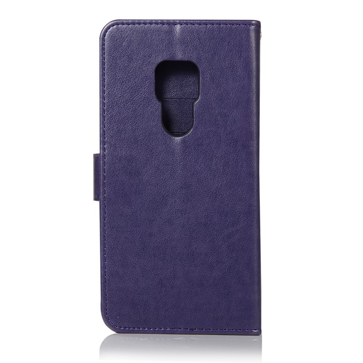 Pie De Imprenta Búho Atrapasueños Billetera Soporte De Cuero Cáscara Protectora Para Huawei Mate 20 - Púrpura-3