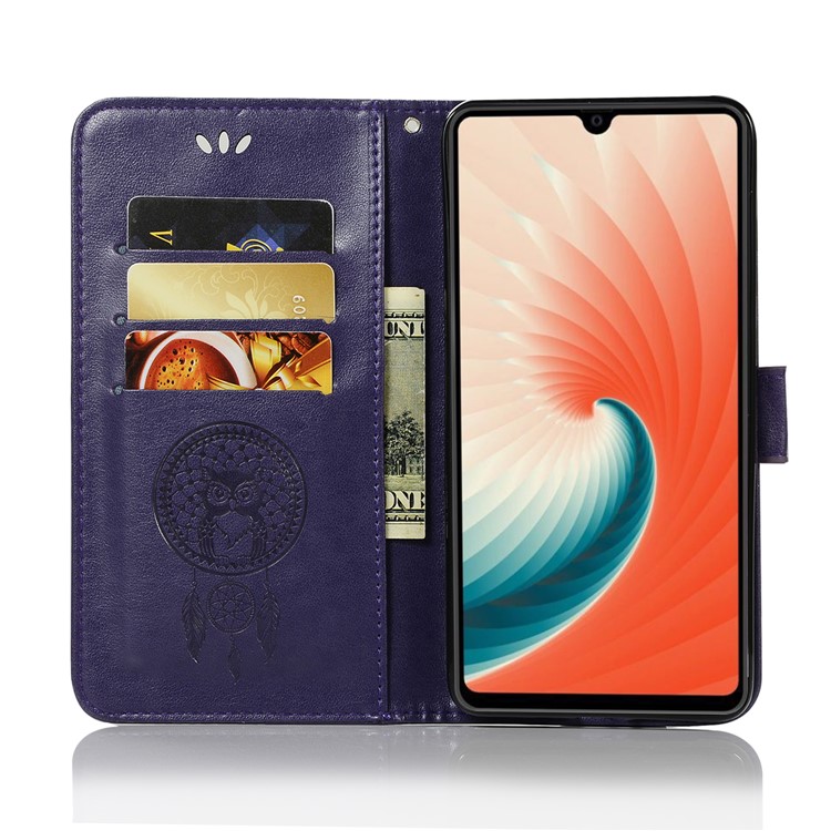 Pie De Imprenta Búho Atrapasueños Billetera Soporte De Cuero Cáscara Protectora Para Huawei Mate 20 - Púrpura-4