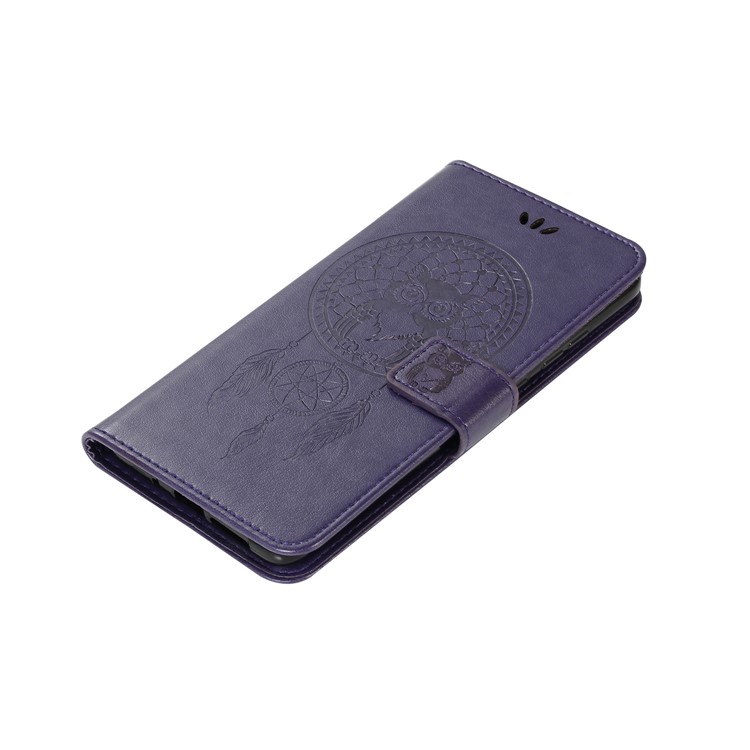 Pie De Imprenta Búho Atrapasueños Billetera Soporte De Cuero Cáscara Protectora Para Huawei Mate 20 - Púrpura-7