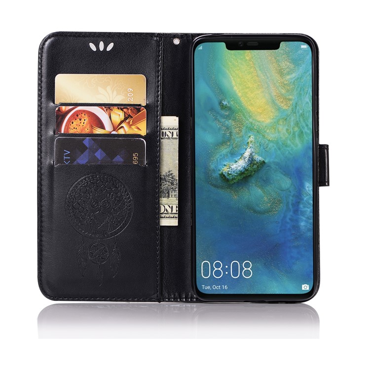Imprint Owl Dream Catcher PU Leather Case for Huawei Mate 20 Pro - Black-4