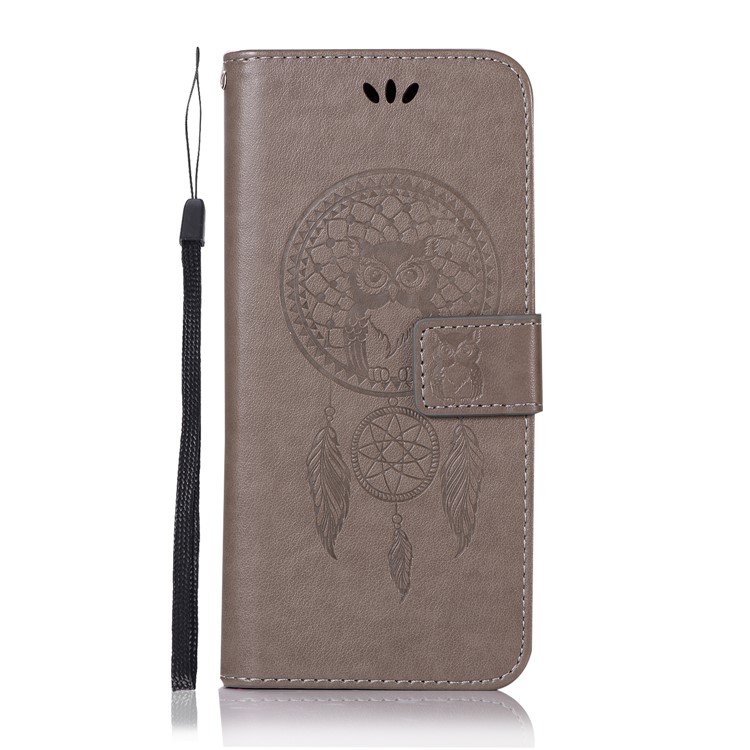 Imprint Owl Dream Catcher PU Leather Cover for Huawei Mate 20 Pro - Grey-2
