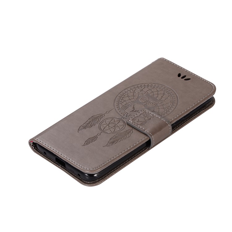 Imprint Owl Dream Catcher PU Leather Cover for Huawei Mate 20 Pro - Grey-7