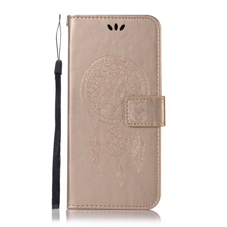 Imprint Owl Dream Catcher PU Leather Case for Huawei Mate 20 Pro - Gold-2