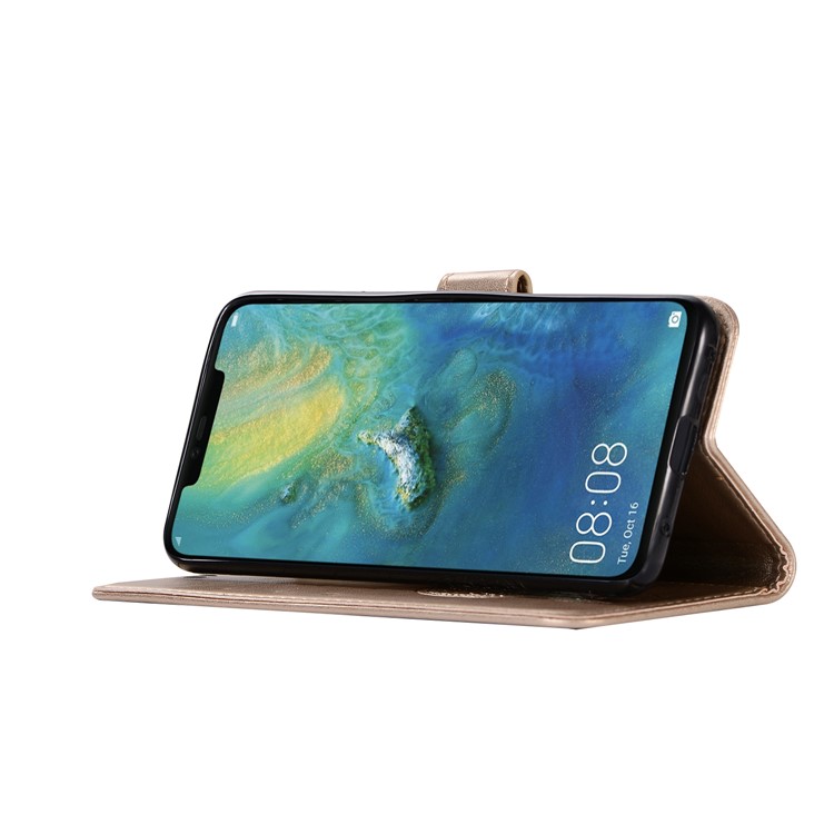 Imprint Owl Dream Catcher PU Leather Case for Huawei Mate 20 Pro - Gold-5