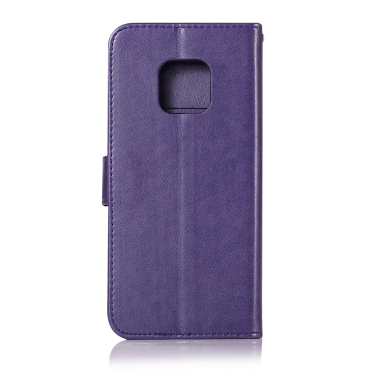 Imprint Owl Dream Catcher 3 Card Slots Leather Wallet Case for Huawei Mate 20 Pro - Purple-3