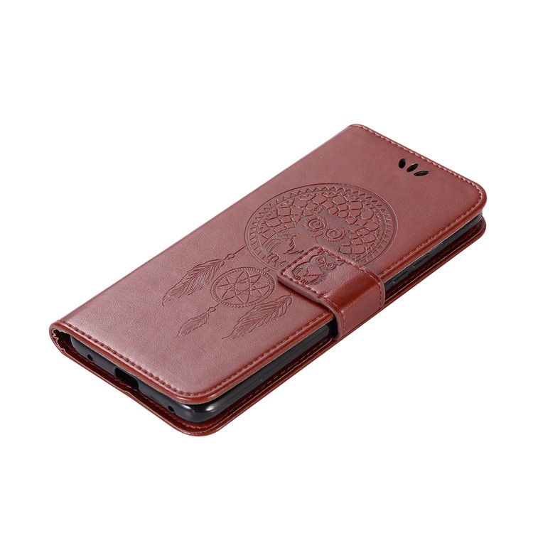 Imprint Owl Dream Catcher Stand Wallet Leather All-round Protection Mobile Phone Case for Huawei Mate 20 Pro - Brown-7