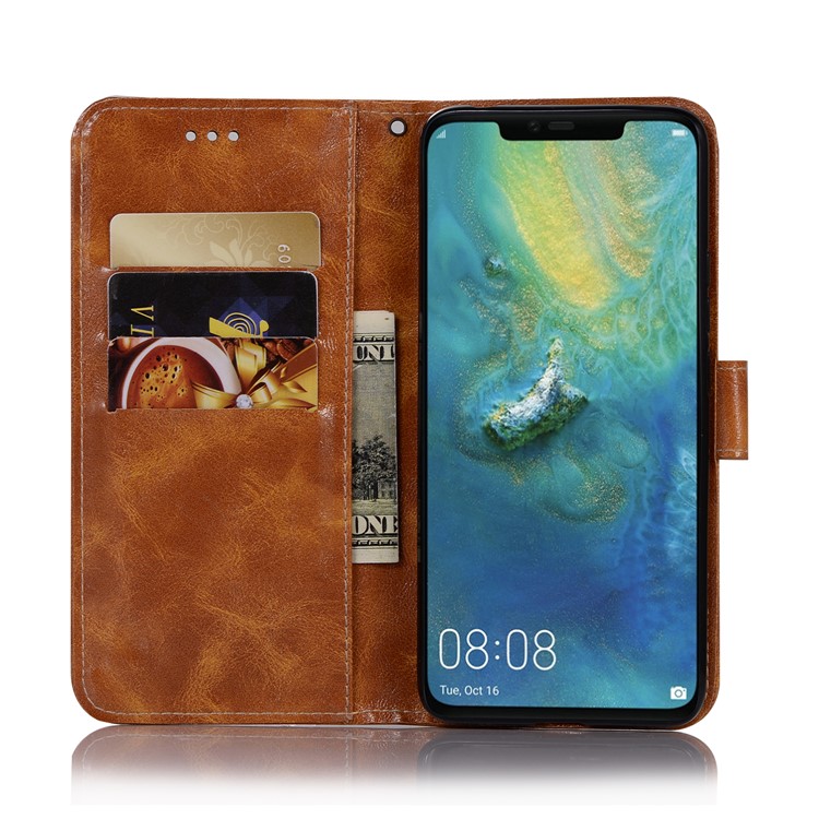Retro Style PU Leather Wallet Mobile Phone Shell for Huawei Mate 20 Pro - Brown-4