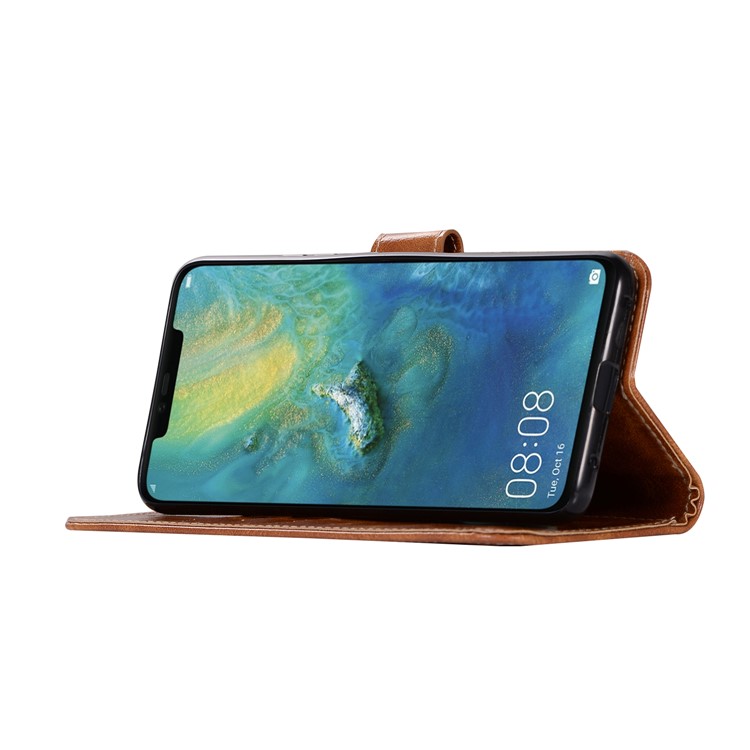 Retro Style PU Leather Wallet Mobile Phone Shell for Huawei Mate 20 Pro - Brown-5