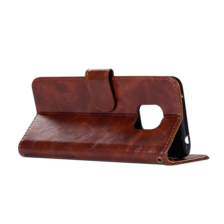 Retro Style Leather Protection Phone Casing with Wallet Stand for Huawei Mate 20 Pro - Coffee-6