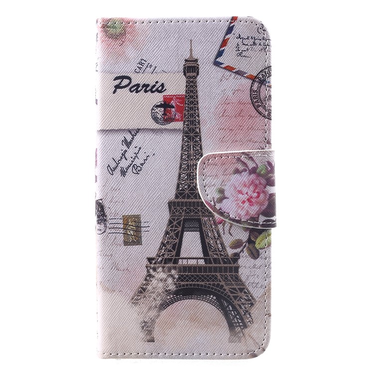 Cross Texture Patterned Wallet Leather Casing for Huawei Mate 20 - Eiffel Tower-1