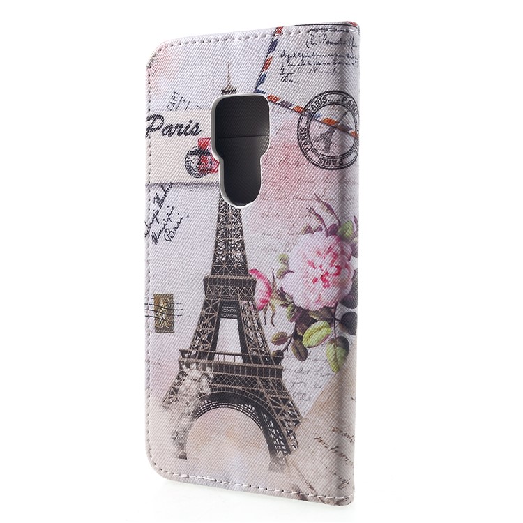 Cross Texture Patterned Wallet Leather Casing for Huawei Mate 20 - Eiffel Tower-2