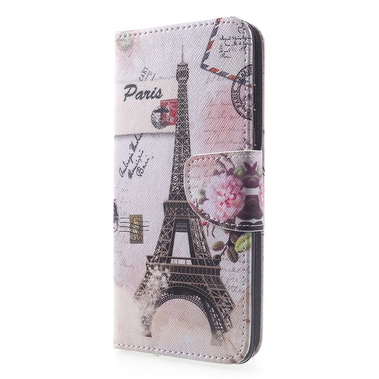 Cross Texture Patterned Wallet Leather Casing for Huawei Mate 20 - Eiffel Tower-3