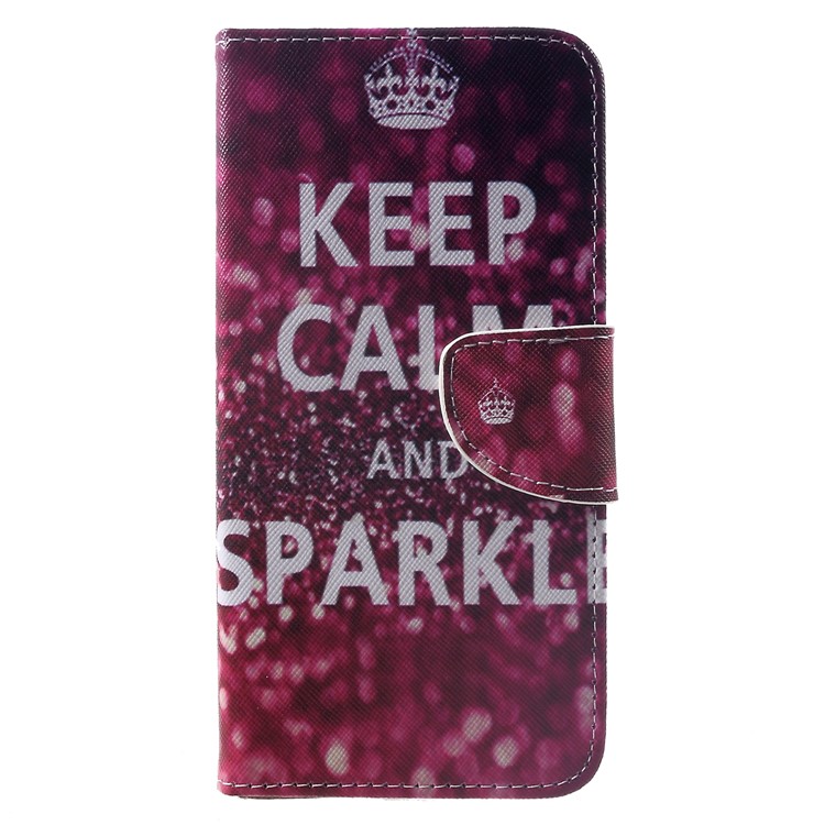 Cross Texture Patterned Wallet Leather Cell Phone Cover for Huawei Mate 20 - Keep Calm and Sparkle-1