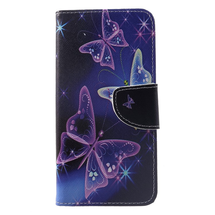 Cross Texture Patterned Wallet Leather Protective Shell for Huawei Mate 20 - Butterflies Pattern-1