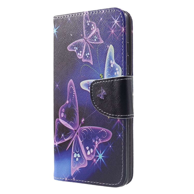 Cross Texture Patterned Wallet Leather Protective Shell for Huawei Mate 20 - Butterflies Pattern-3