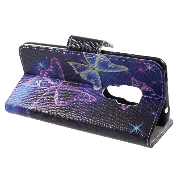 Cross Texture Patterned Wallet Leather Protective Shell for Huawei Mate 20 - Butterflies Pattern-4