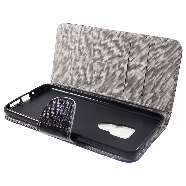 Cross Texture Patterned Wallet Leather Protective Shell for Huawei Mate 20 - Butterflies Pattern-5