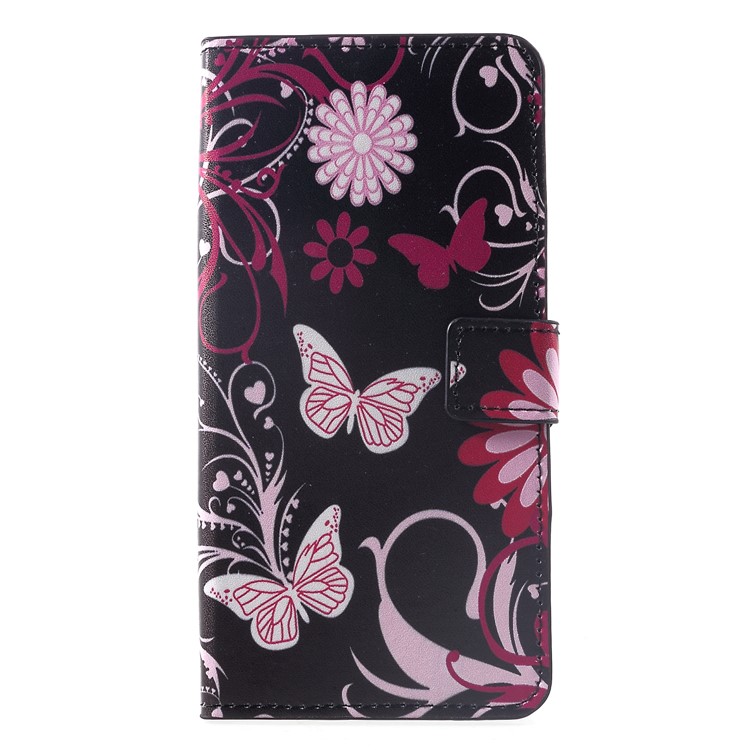 Pattern Printing PU Leather Magnetic Wallet Stand Cover for Huawei Mate 20 - Butterfly Flower-1