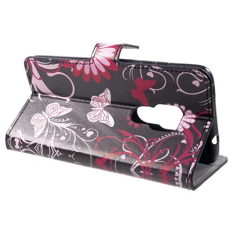 Pattern Printing PU Leather Magnetic Wallet Stand Cover for Huawei Mate 20 - Butterfly Flower-4