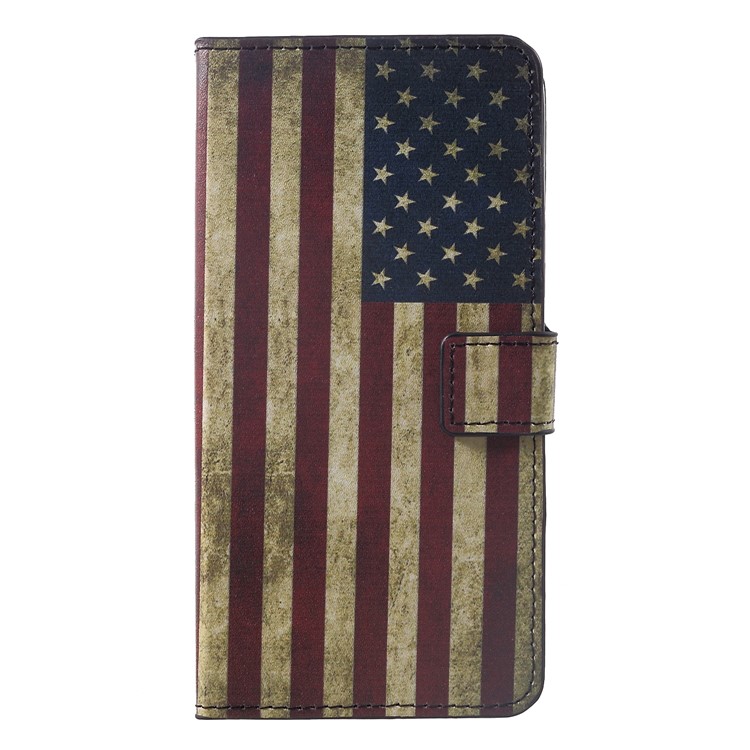 La Cáscara Magnética De Cuero Del Soporte De La Cartera Del Patrón De La Impresión Para El Compañero 20 De Huawei - Bandera De America-1
