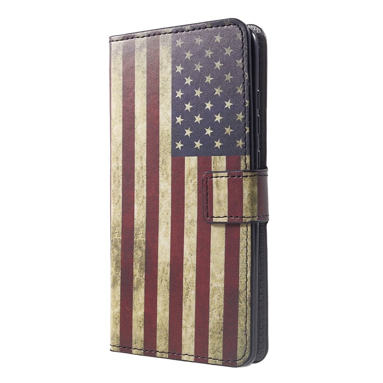 La Cáscara Magnética De Cuero Del Soporte De La Cartera Del Patrón De La Impresión Para El Compañero 20 De Huawei - Bandera De America-3