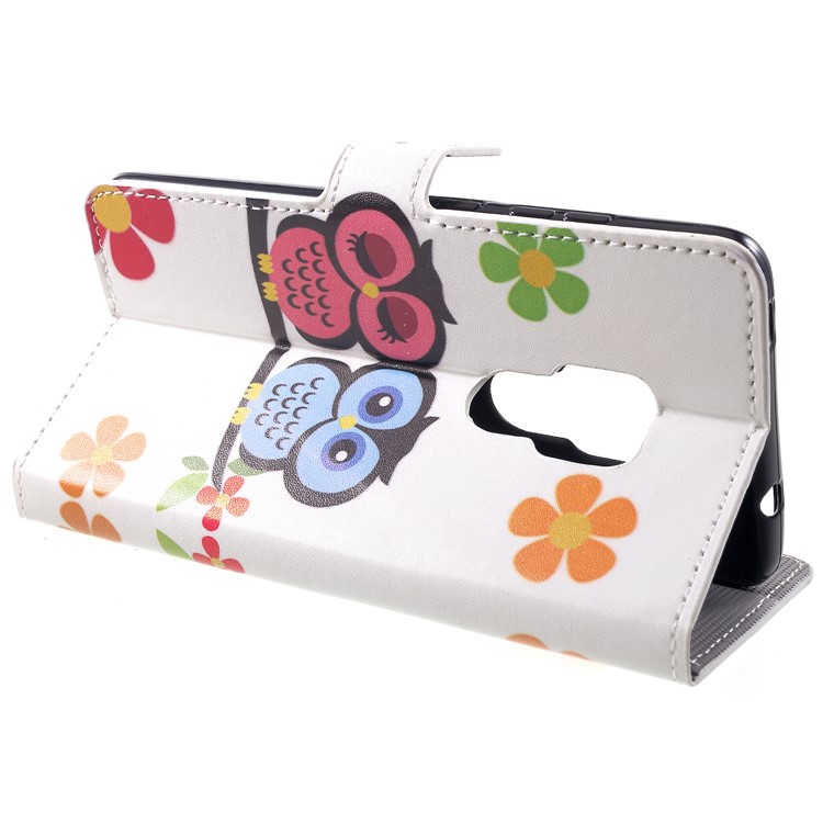Pattern Printing PU Leather Magnetic Wallet Stand Cell Phone Shell for Huawei Mate 20 - Owl Couple-4
