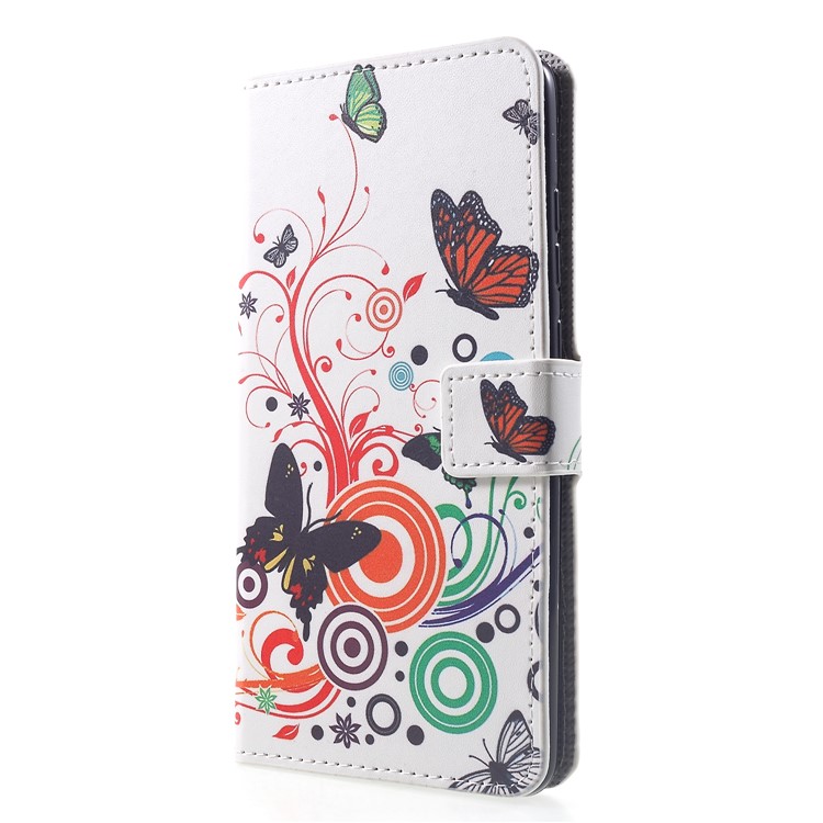 Pattern Printing PU Leather Magnetic Wallet Stand Mobile Cover for Huawei Mate 20 - Butterfly and Circles-3