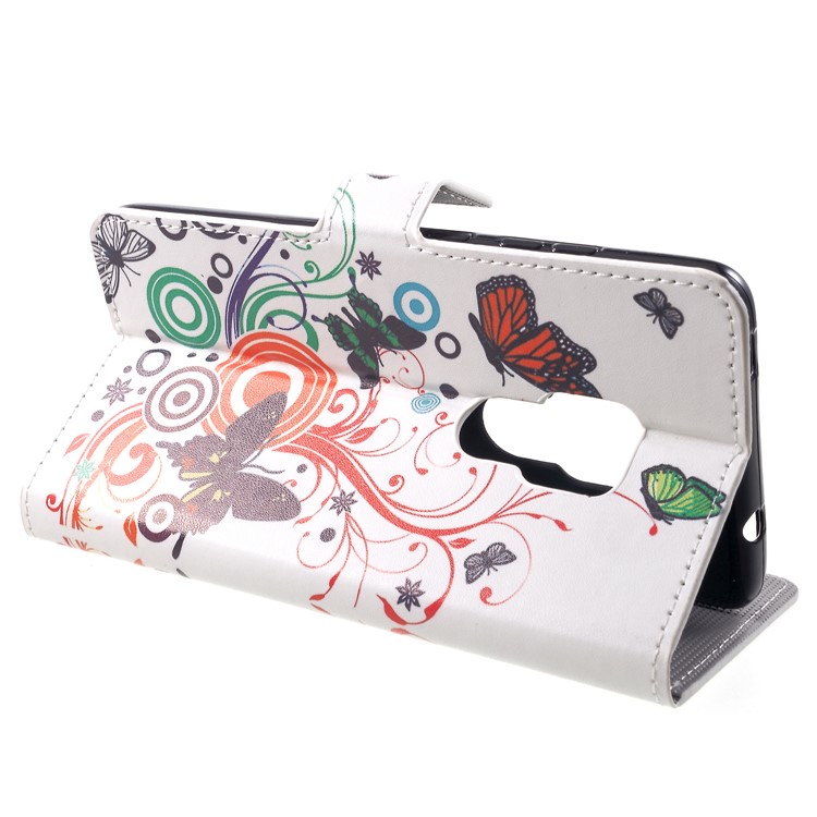 Pattern Printing PU Leather Magnetic Wallet Stand Mobile Cover for Huawei Mate 20 - Butterfly and Circles-4