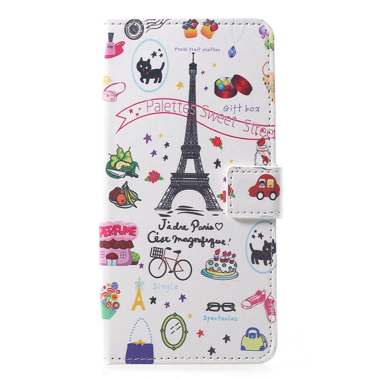 Pattern Printing PU Leather Magnetic Wallet Stand Protective Case for Huawei Mate 20 - Eiffel Tower-1