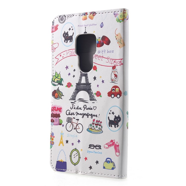Pattern Printing PU Leather Magnetic Wallet Stand Protective Case for Huawei Mate 20 - Eiffel Tower-2