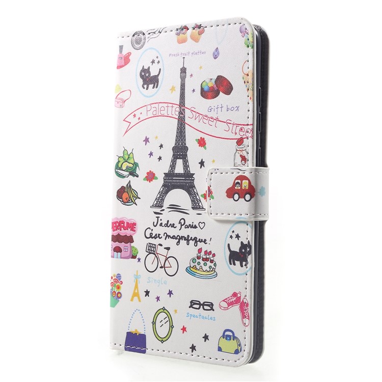 Pattern Printing PU Leather Magnetic Wallet Stand Protective Case for Huawei Mate 20 - Eiffel Tower-3