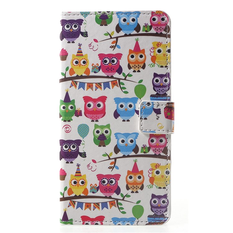 Pattern Printing PU Leather Magnetic Wallet Stand Protective Cover for Huawei Mate 20 - Owl Family-1