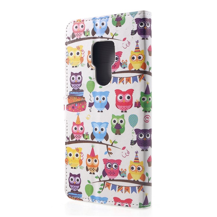 Pattern Printing PU Leather Magnetic Wallet Stand Protective Cover for Huawei Mate 20 - Owl Family-2