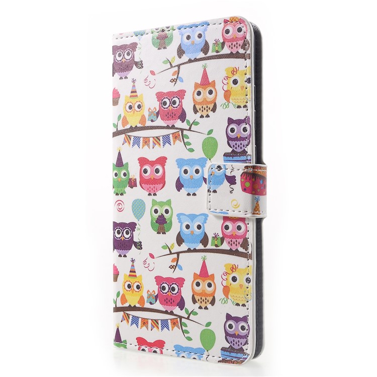 Pattern Printing PU Leather Magnetic Wallet Stand Protective Cover for Huawei Mate 20 - Owl Family-3