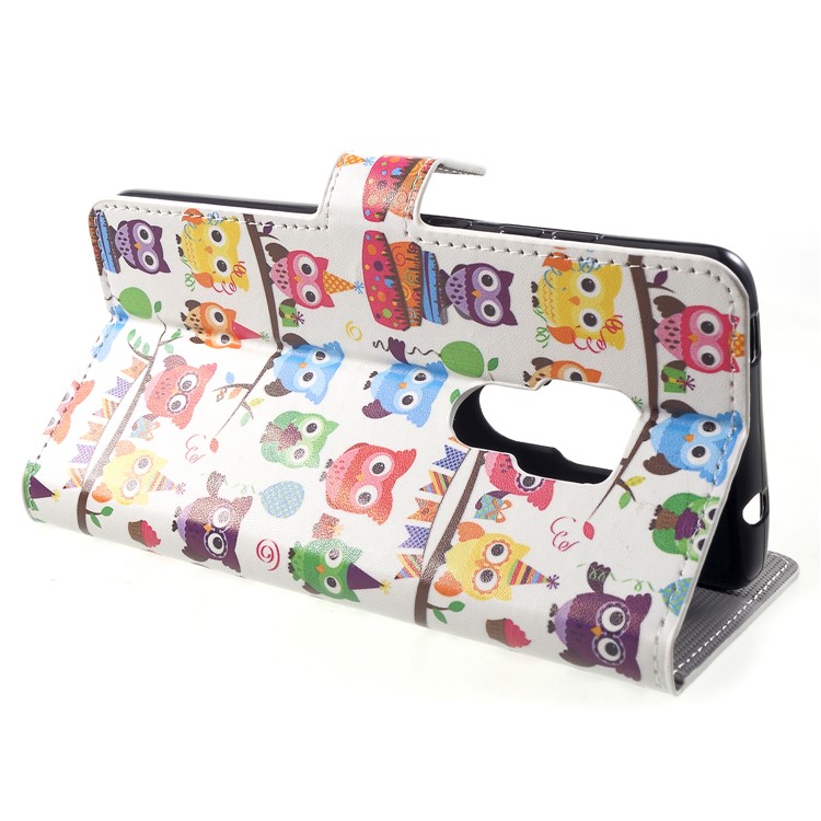 Pattern Printing PU Leather Magnetic Wallet Stand Protective Cover for Huawei Mate 20 - Owl Family-4
