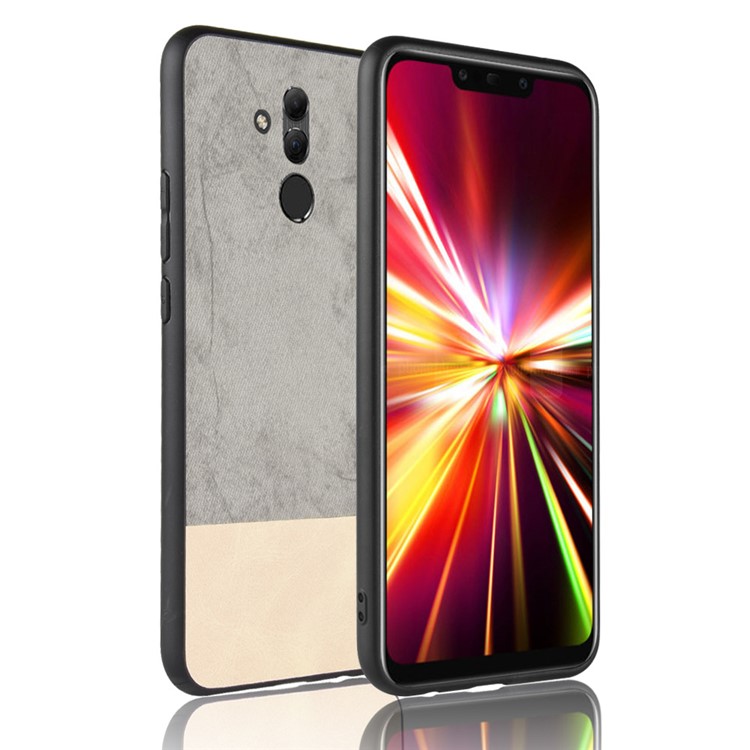 Splash-proof Bi-color Splicing PU Leather Coated PC + TPU Hybrid Mobile Cover for Huawei Mate 20 Lite - Grey-1