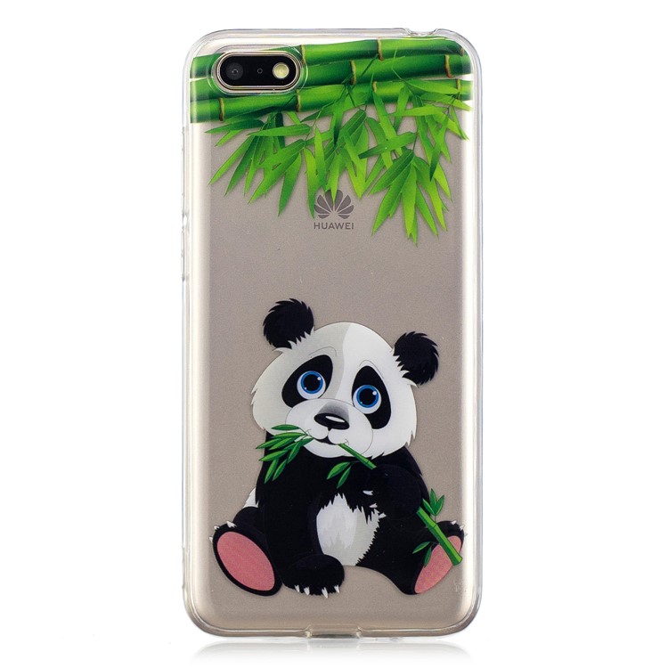 Pattern Printing IMD TPU Cover for Huawei Y5 (2018) / Y5 Prime (2018) / Honor 7s / Play 7 - Panda Eating Bamboo-1