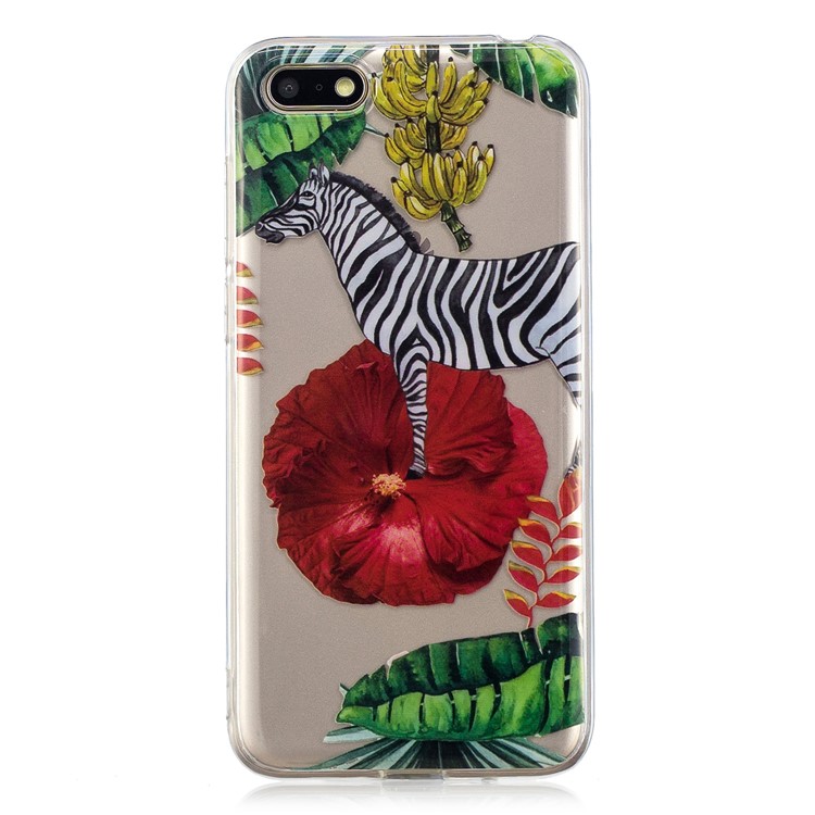 Pattern Printing IMD TPU Shell for Huawei Y5 (2018) / Y5 Prime (2018) / Honor 7s / Play 7 - Zebra and Banana-1
