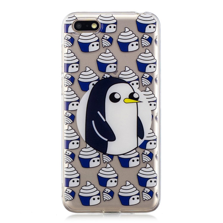 Pattern Printing IMD TPU Phone Shell for Huawei Y5 (2018) / Y5 Prime (2018) / Honor 7s / Play 7 - Penguin-1