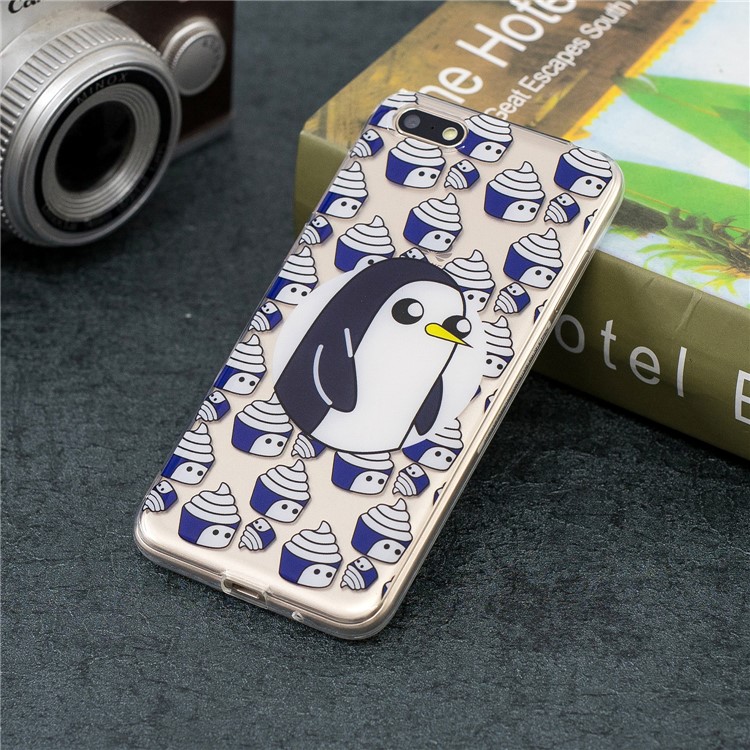 Pattern Printing IMD TPU Phone Shell for Huawei Y5 (2018) / Y5 Prime (2018) / Honor 7s / Play 7 - Penguin-5