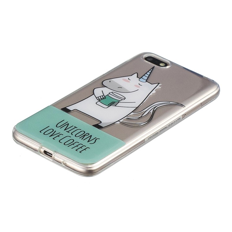С Рисунком IMD TPU Для Случая С Huawei Y5 (2018) / Y5 Prime (2018) / Честь 7 / Играть 7 - Единороги Любят Кофе-2