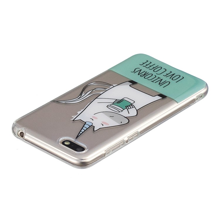 С Рисунком IMD TPU Для Случая С Huawei Y5 (2018) / Y5 Prime (2018) / Честь 7 / Играть 7 - Единороги Любят Кофе-3
