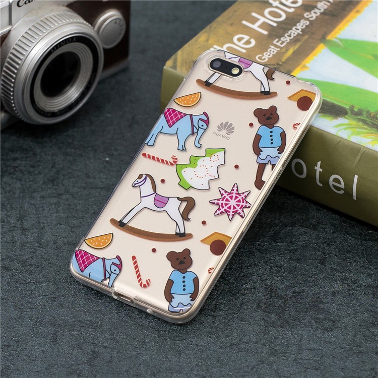 Musterdruck IMD TPU Mobile Abdeckung Für Huawei Y5 (2018) / Y5 Prime (2018) / Ehre 7s / Spiele 7 - Elefant Und Pferd-5