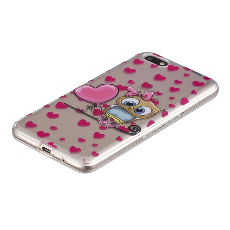 Pattern Printing IMD Soft TPU Cover Case for Huawei Y5 (2018) / Y5 Prime (2018) / Honor 7s / Play 7 - Cute Owl and Heart-2