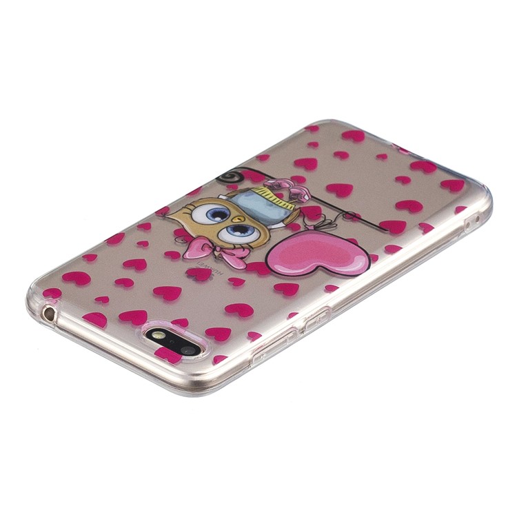 Pattern Printing IMD Soft TPU Cover Case for Huawei Y5 (2018) / Y5 Prime (2018) / Honor 7s / Play 7 - Cute Owl and Heart-3